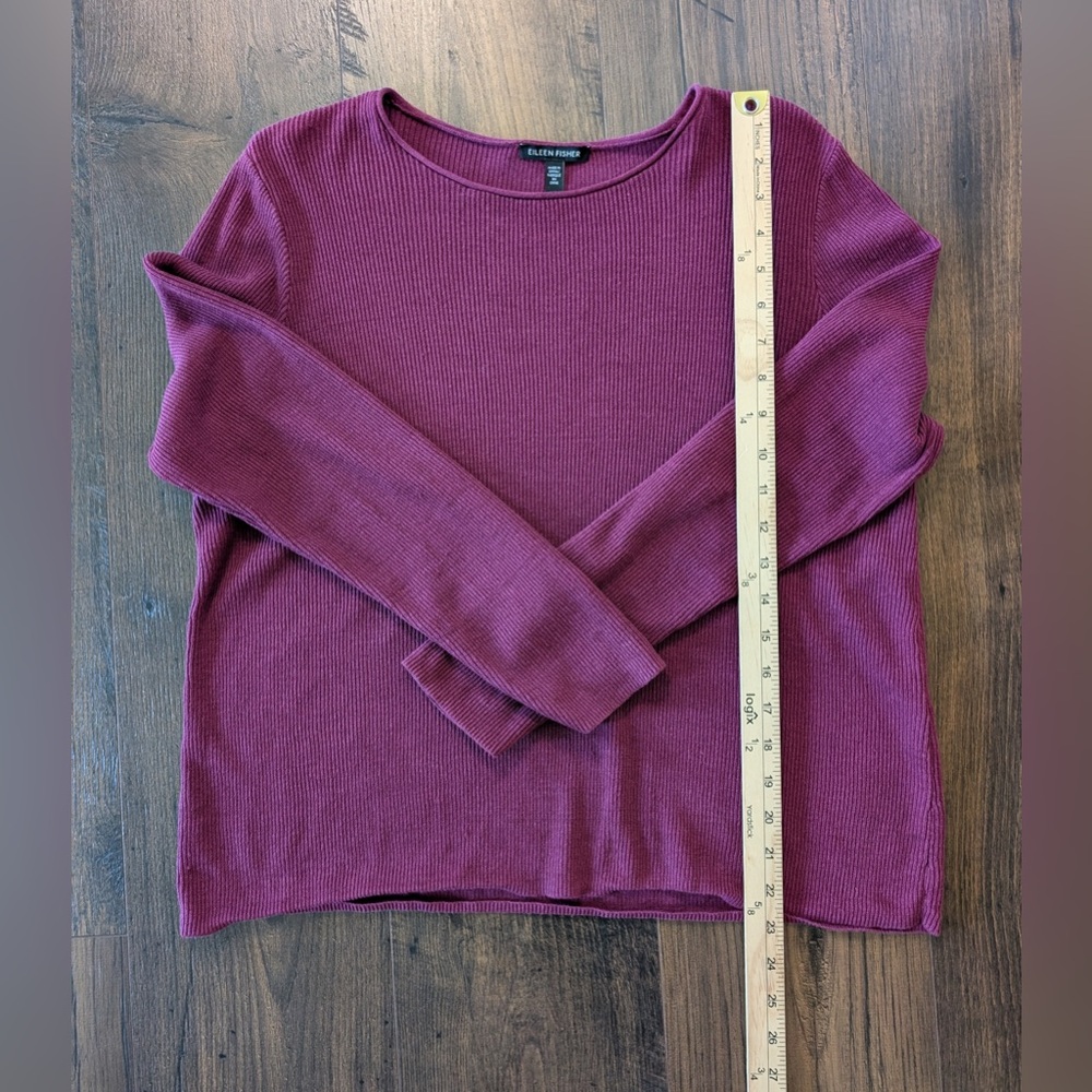 Eileen Fisher Jewel Neck Linen/Cotton Pullover Sweater Purple Size Medium - Picture 7 of 10